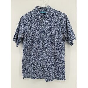 Tori Richard Shirt Mens M Blue Sharks  Hawaiian Aloha Cotton Lawn Button Up